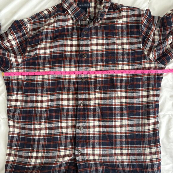 Lands End Men's Cotton Flannel Long Sleeve Button Shirt Size L 16-16.5 - Picture 3 of 5